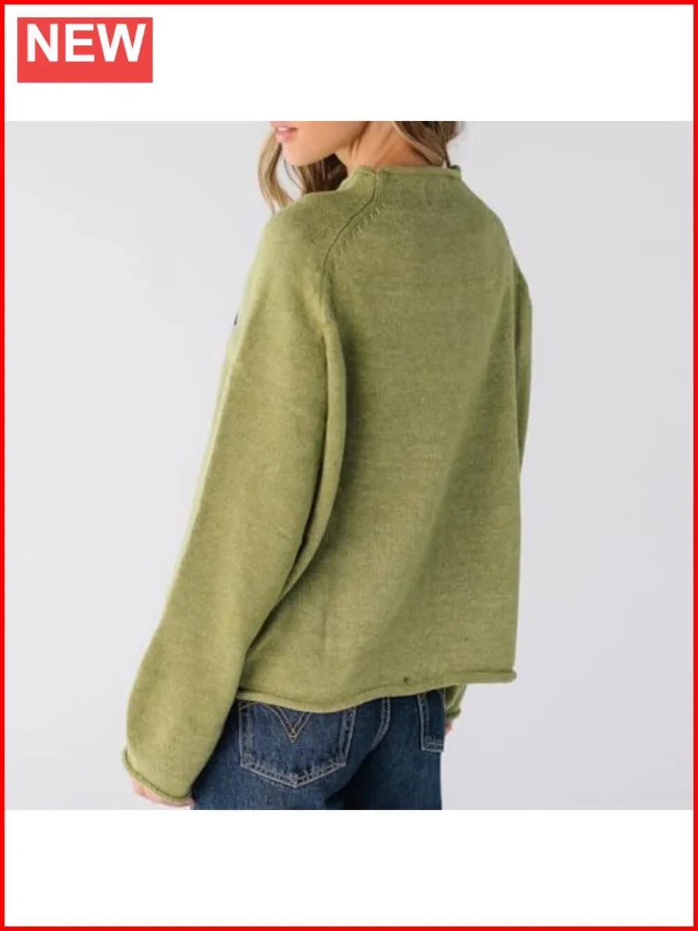 Oversized Roll Neck Animal Graphic Chunky Knit Pullover Sweater
